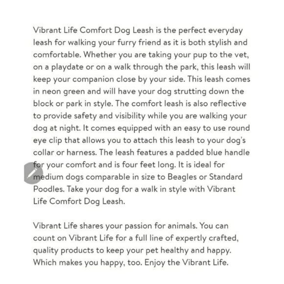 Vibrant Life Comfort Dog Leash,‎ Neon Green, Medium - Picture 7 of 9